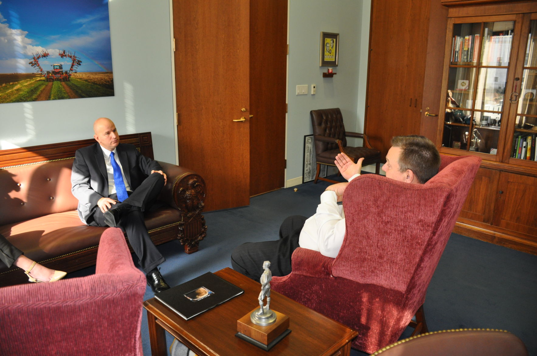 Sen. Jon Tester, a Democrat, speaks with National Border Patrol Council President Brandon Judd, who will be his guest at Tuesday’s State of the Union.
